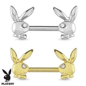 Playboy Bunny with Gemmed Eye 316L Surgical Steel Nipple Bar